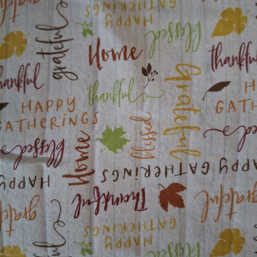 FABRIC #1199 - Cotton - Thanksgiving Theme Grateful Blessing Words 35 X 45